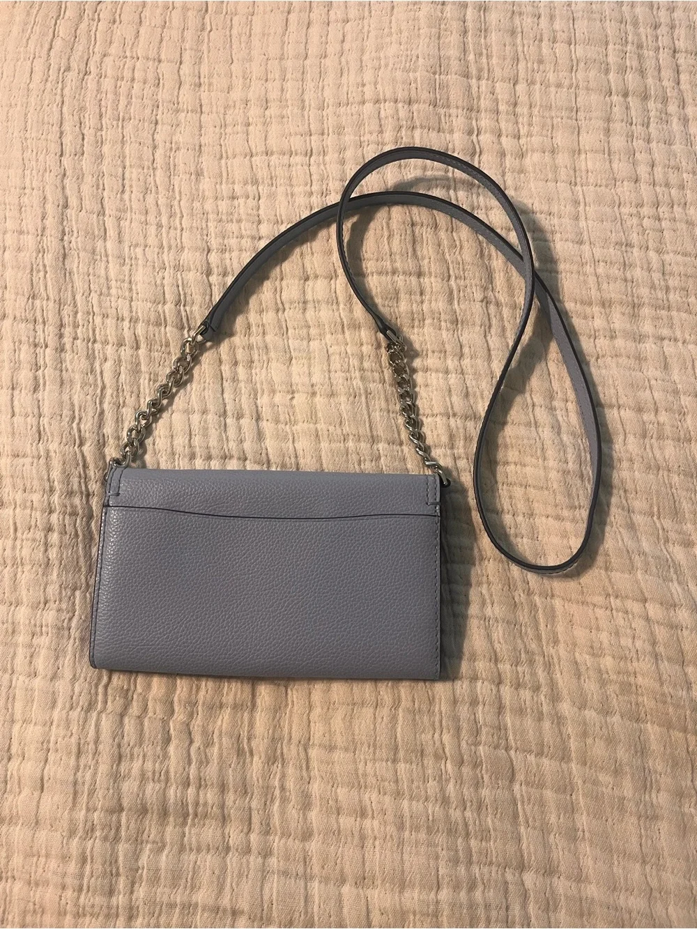 kate spade Pebbled Leather Crossbody Wallet - Light blue